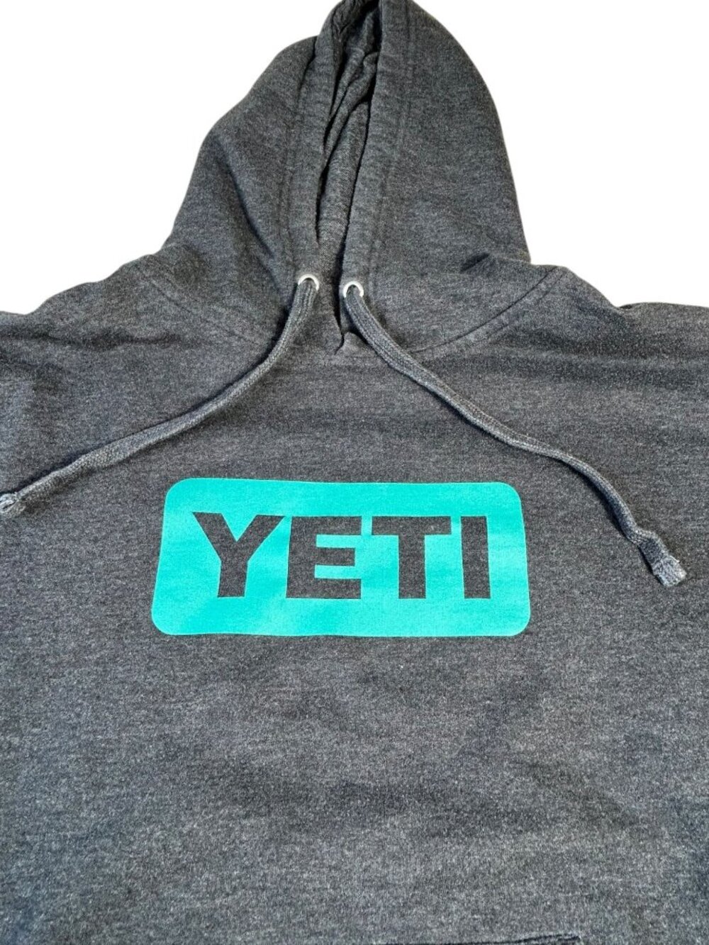 YETI Hoodie Size L Gray Teal Independent Trading Co Long Sleeve Pullover Hood